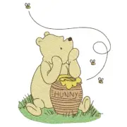 Children's POOH HONEY BEAR EMBROIDERED QUILT BLOCK
