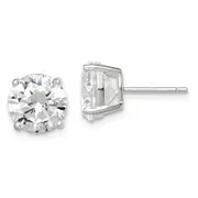 Sterling Silver 9mm Round Basket Set Cz Stud Earrings