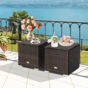 Costway2 Pieces Patio Ottomans with Removable Cushion and Hidden Storage-White