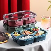 Bento Lunch Box, 5 Compartment with Bowl, Simple & Easy Leak-Proof Lunch Box containers, Kids, Adults, Students, Bento Box Adult Lunch Box for Work, Travel (Red)