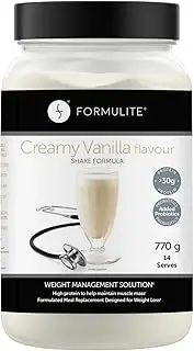 Formulite Protein Shake Tub 770g, High Protein Low Sugar Meal Replacement Shake Powder for Men and Women. VLCD (Very Low Calorie Diet) Shakes (Creamy Vanilla)
