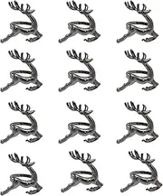MYCENSE 12x Napkin Ring Holders Deer Napkin Rings Dinner Table Metal Ornament Exquisite Christmas Napkin Rings for Thanksgiving Banquet Easter Decor, Black