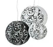 9 Black & White Paper Lanterns Hanging Wedding Decoration Damask Party Decor