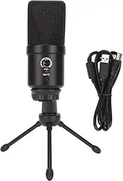 USB Condenser Microphone with RGB Ambient Light Intelligent Noise Reduction Adjustable Volume Cardioid Pickup for Live Streaming Studio Recording PC iOS Devices