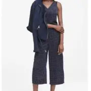 NWT Banana Republic Polka Dot Twist Back Wide Leg Crop Romper Size 12