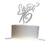 Sweet 16 Glitter Cake Topper, Sixteen Birthday Party Decorations Ideas, Silver