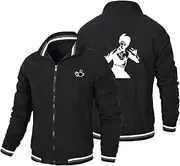 [GLLUSA] Men's Bomber Jacket Sweatshirt for Bruce Lee Print Casual Flight Suit Long Sleeve Zip Jackets Cardigan Baseball Uniform Tops - Teen Gift