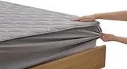 Kumori Bedding Pad with Integrated Pad Fitted Sheet, 100% Cotton, Washable Bed Pad, Can Be Used in All Seasons, Washable, Mattress Pad, Bed Sheet, Bed Mat, Bed Cover, Queen 63.0 x 78.7 inches (160 x 200 cm), Gray