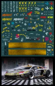 Graffiti STYLE White Toner Waterslide Decals 1/64 Scale Hot Hw • 027
