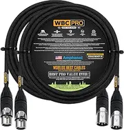 2 Units - 2 Meter - WBC-PRO-Quad Ultra-Silent Ultra-Flexible Balanced Star-Quad Cable with Amphenol Male & Female XLR Plugs & Black Tweed Jacket