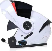 DOT Approved Full Face Flip Up Anti-Fog Double Visor Helmet Bluetooth Modular Motorcycle Helmet Motorcycle Helmet Built-in Dual Speaker with Microphone for Adults Men Women