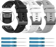 (3 Pack) T Tersely 22mm Sport Band Compatible with Garmin Fenix 5/6/7,Tactix 8/ Fenix 8/E 47mm, Quickfit Replacement Strap for Fenix 6 Pro GPS, Soft Silicone Wristband for Forerunner 935/945/955/965