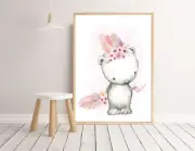 Baby, Girl Nursery Bedroom Wall Art decor prints Boho Woodland Animals floral