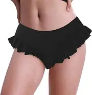 [KEOYA] Women's Ruffle Bikini Bottoms Tummy Control Bathing Suit Bottom Mid Waist Swimwear Briefs