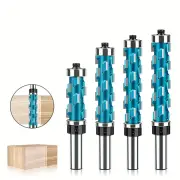 Spiral Flush Trim Router Bit Set With Double Bearings 1/2in 12mm Shank Blue Precision Woodworking Tool For Smooth Edge C