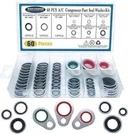 A/C System Compressor Gasket Seals Air Conditioning Compressor Port Seal Washer Kit 60 Pieces Gasket Bonded Seal Assortment