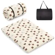 Costway Foldable Floor Mattress Roll Up Mat w/Carry Bag 203 x 152cm - Brown