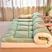 Universal Futon Mattress, Comfortable Japanese Floor Mattress, Breathable, Thick, Roll-Up, Portable, Foldable, Suitable for Guest Bed and Camping.(Green,90x200cm)