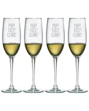 susquehanna Set of Four 8oz Pop Clink Fizz Champagne Flutes