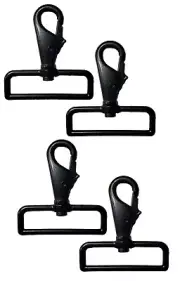 4 Black Metal 2" Swivel Eye Sling Spring Snap Carabiner Clip Clasp Hooks