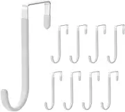 AIMALL 10 PCS Adjustable Metal Door Hook Organizer, White Over The Door Hanger, Fits Doors 0.28-0.55 Inches Wide