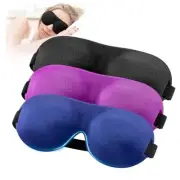 Sleep Mask for Back and Side Sleeper Pack of 3, 100% Black & Blue & Purple