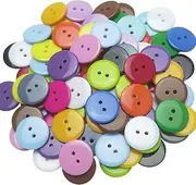 Libiline 1"(25mm) Mix Lots 100pcs Resin Button Solid Color 2Holes Craft Clothes Sewing Cards Making Sweater Shirt (1"(25mm), Multi-Colored)