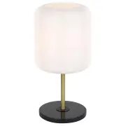 Korova Table Lamp, Black Marble, Black, Brass, Opal Matte