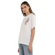 Replay Womens Graphic Tee Cotton Jersey T-Shirt Cream