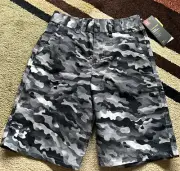 UNDER ARMOUR Storm 1 Loose Board Gray Camo Water Resistant shorts Boys SZ 25 NWT