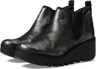 FLY LONDON Women's BYNE 017 Wedge Chelsea Boot, Silver, Size EU 41