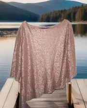 NWT $139 OLEG CASSINI Womens Size 20W Pink Mauve Silver Dressy Eveningwear Top
