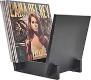Honygebia Solid Wood Record Holder - Black Oak Wooden Vinyl Record Stand, V-Shaped Album Rack for Display and Storage, Ideal for Storing Collection of 40 Premium LPs