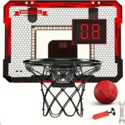 1x Basketball Hoop Indoor with LED Light Electronic Scorer Ball Play Game Kids