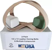 2 Pack of 1/2" x 12" Leather Honing & Polishing Belt -Strop Fits Original Work