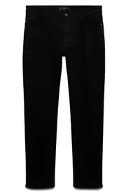 MANGO Patrick Slim Fit Ultra Soft Touch Jeans in Black Denim at Nordstrom, Size 30