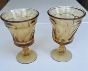 Vintage Fostoria Jamestown 6 Oz Water Glasses (2) Tulip Stem Swirl Pattern Nice!
