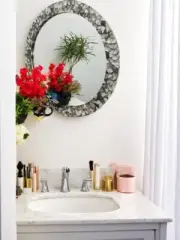 30" Decorative Mother of Pearl Mirror Handmade Luxury Wall Accent With Gift Deco