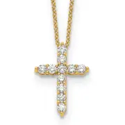 14k Yellow Gold 1/2 Ct. Lab Grown Diamond VS/SI+ G+ 18 inch Cross Pendant Necklace