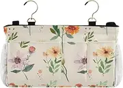 GuoChe Bedside Caddy Vintage Flowers Rustic Yellow Desk Hanging Organizer Bag for Headboards Bunk Beds Dorm Rooms Organizer Caddy
