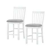 Laelia Tall Bar Chair Stool Set of 2 Solid Acacia Wood Coastal Furniture - White
