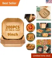 200 Pcs 9-Inch Disposable Air Fryer Liners - Non-Stick Parchment Paper Sheets