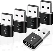 KEWAYO 5PCS USB to Type-c2.0 Adapter Type-C Female to USB Male Adapter Compatible with iPhone 1514 13 Plus Pro Max, AirPods, iPad, Car, Samsung S24