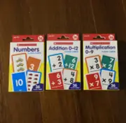 SCHOLASTIC Flash Cards 3 Pack - Numbers, Addition & Multiplication - Brand New