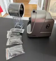 XGHJ Salad Maker, vegetable cutter, slicer shredder, electric w 5 blades. gray