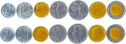 2 Coins from Italy | Italian Coin Set Collection 50 100 Lire | Circulated 1990-1995 | Oak Wreath | Olive | Long Spear | Vulcan | Iron | Laurel Wreath | Minerva | Anvil