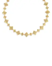 Roberto Coin 18K Yellow Gold Palazzo Ducale Diamond Satin Flower Collar Necklace, 16