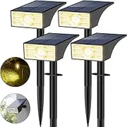 WENATY Solar Lights for Outdoors, 56 LED Solar Spotlights for Outdoor Garden 3000 K Warm White LED Solar Spotlight, 4 Brightness Modes, Solar Garden Lights, IP65 Waterproof Solar Lights for Pathway,
