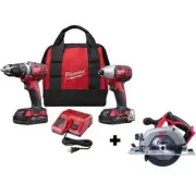 Milwaukee Drill + Impact Driver Combo Kit w/ Circular Saw 18V Li-Ion Cordless