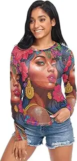 [RPLIFE] Beautiful Black Woman Flowers Women Mesh Shirt, Rave Mesh Top S-XXL
